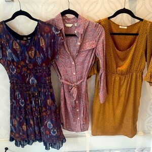 Bundle of 3 Anthropologie Dresses Size XS & Small Perfect Colors for Fall! 🍁